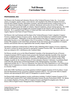 CV for Neil Broom Expert Witness in Computer Forensics Investigations in Fort Worth Texas